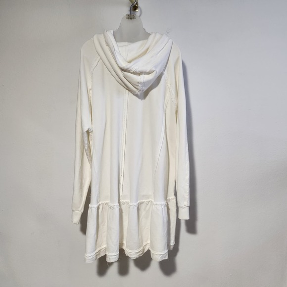 NEW Free People LONG KARA CARDI Full Zip Hoodie Jacket M in White Ecru $128 NWOT - Picture 9 of 11